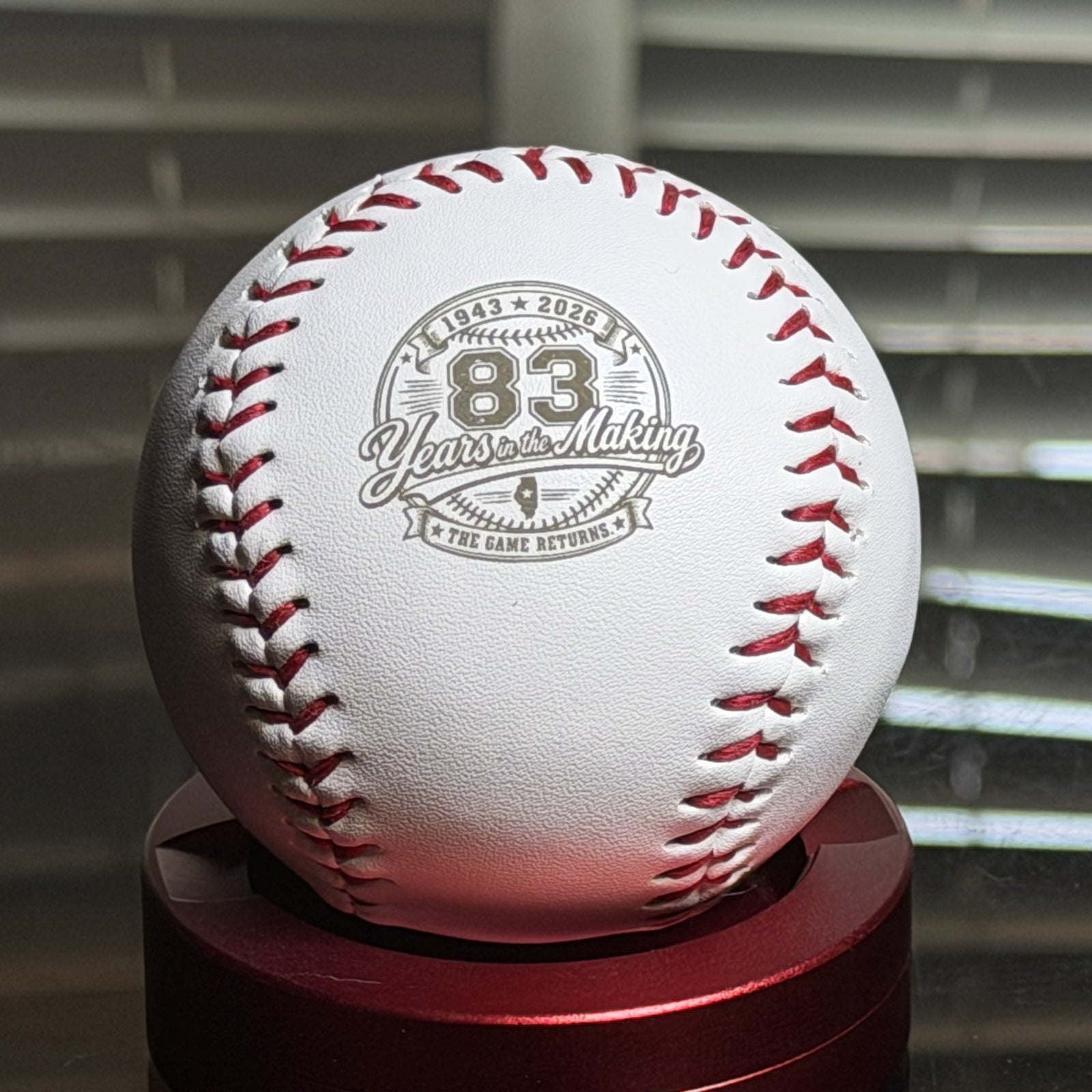 The Journey Baseball - Laser Engraved - New York to Springfield 1943 to 2026