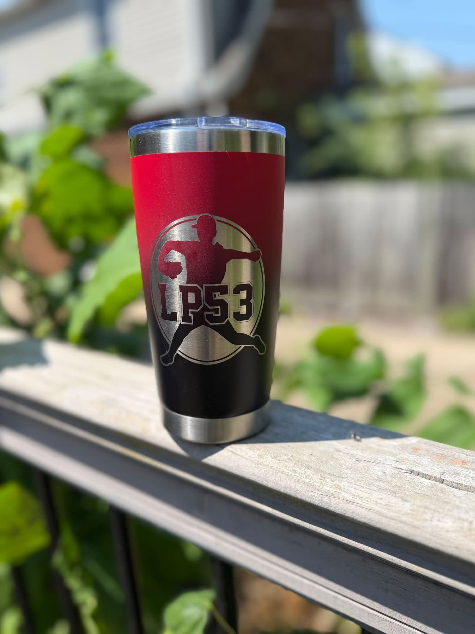 Red and Black Ombre Ringneck Tumbler 20oz — Custom Engraved